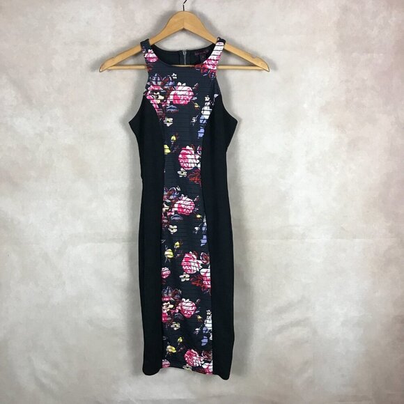 Material Girl Black Floral Striped Bodycon Dress NWT XS - Picture 9 of 10